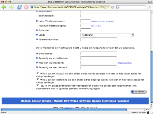 Bol.com's adresformulier