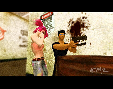 A frame from a Second Life machinima