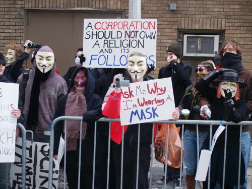 "Anonymous Scientology 1 by David Shankbone" by David Shankbone - David Shankbone. Licensed under CC BY-SA 3.0 via Wikimedia Commons - https://commons.wikimedia.org/wiki/File:Anonymous_Scientology_1_by_David_Shankbone.JPG#mediaviewer/File:Anonymous_Scientology_1_by_David_Shankbone.JPG
